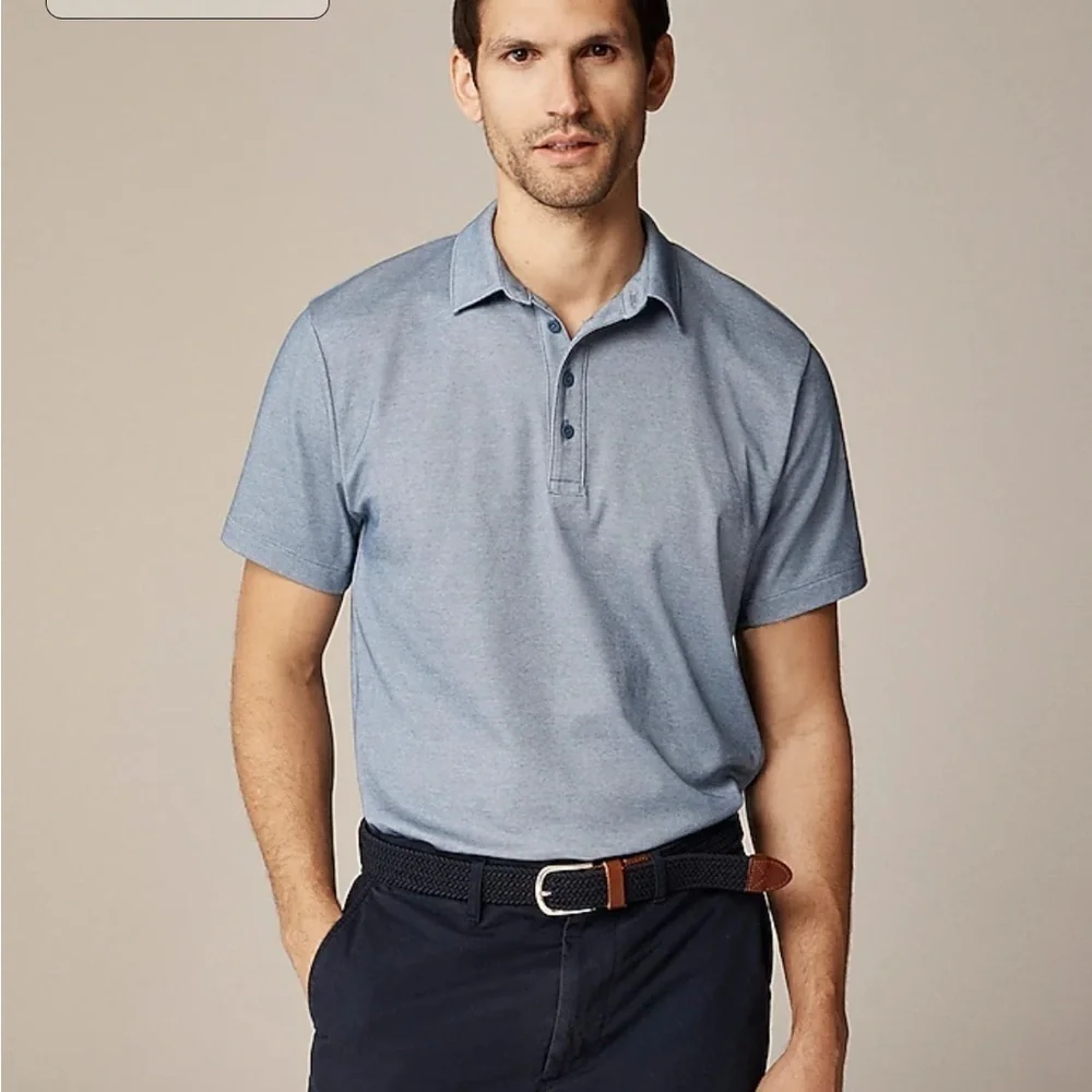 J crew Oxford blue Performance polo shirt with COOLMAX®